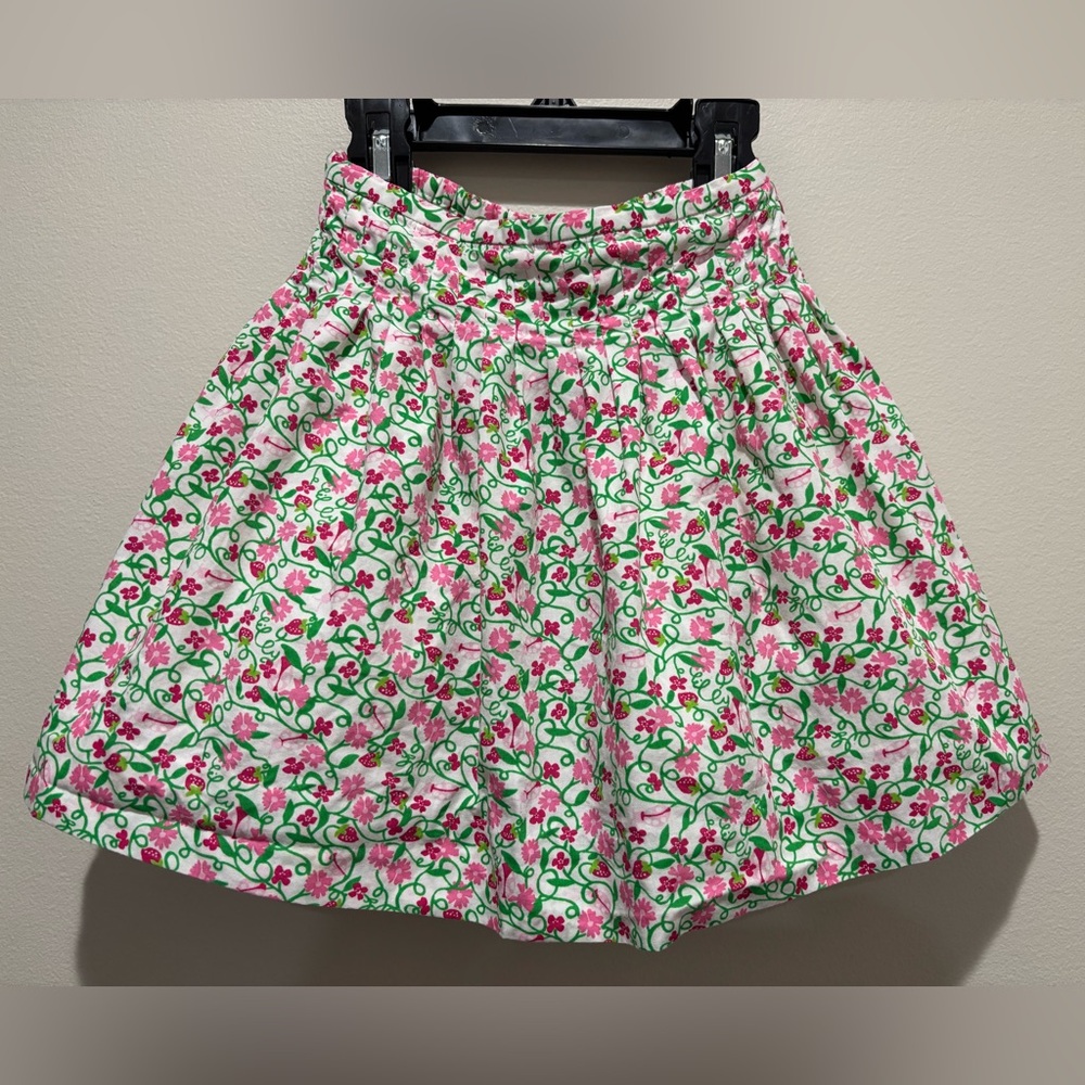 Lilly Pulitzer Strawberry Vine Floral Pink and Green Skirt, Girls Size 4